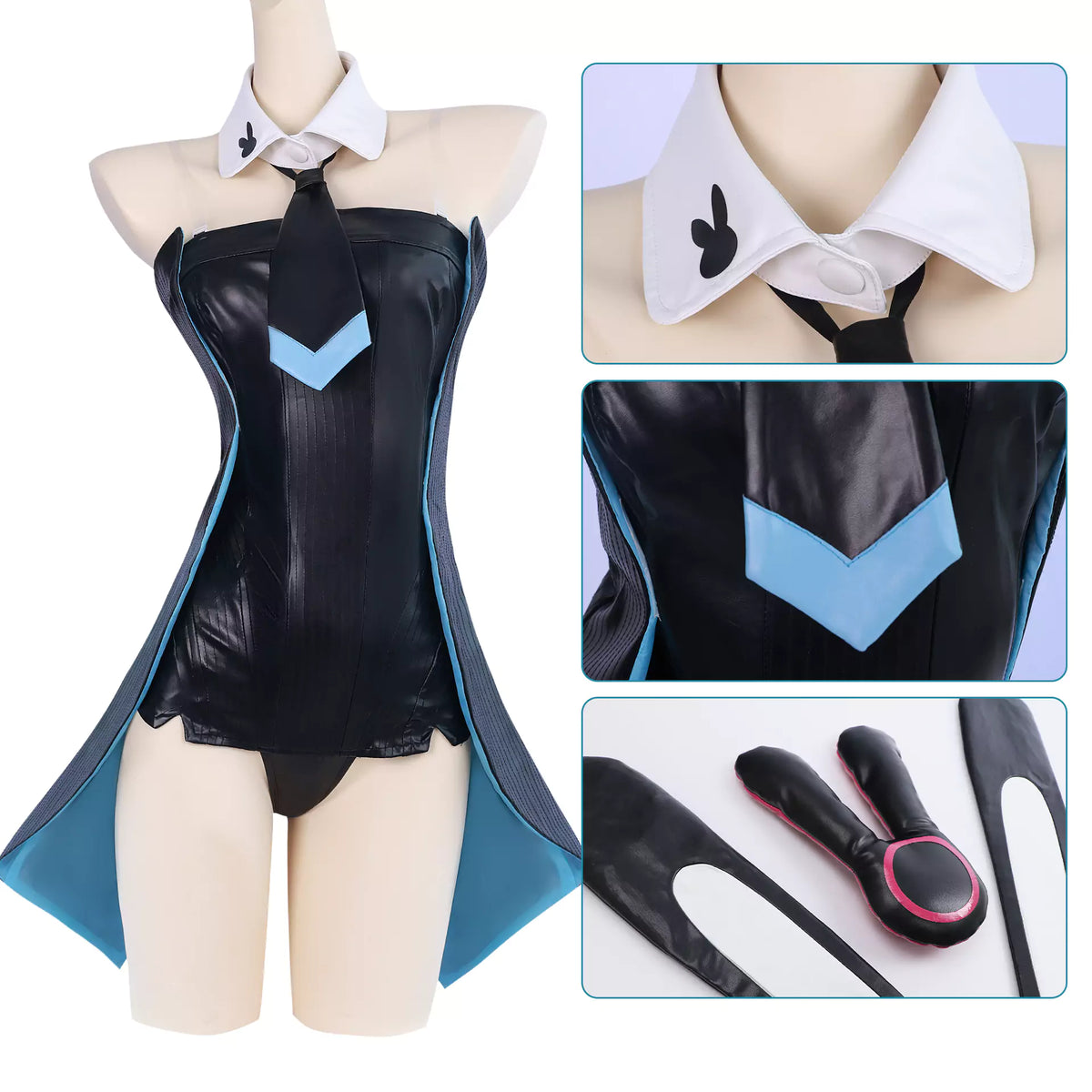 Hatsune Miku Vocaloid Black Bunny Cosplay Costume – Anime Outfit – photo 7 of 13