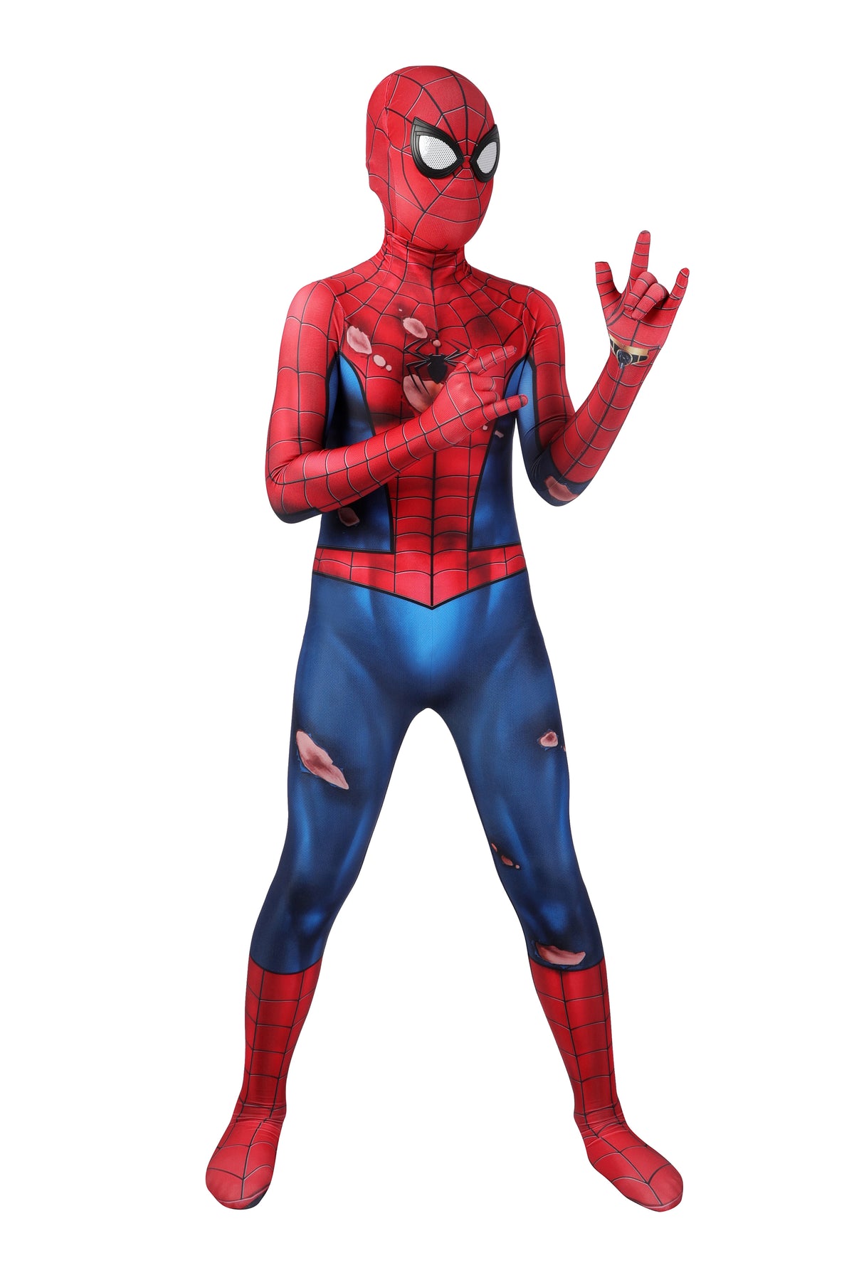 Spider-Man PS5 Classic Damaged Cosplay Kostüm für Kinder | Marvel Outfit