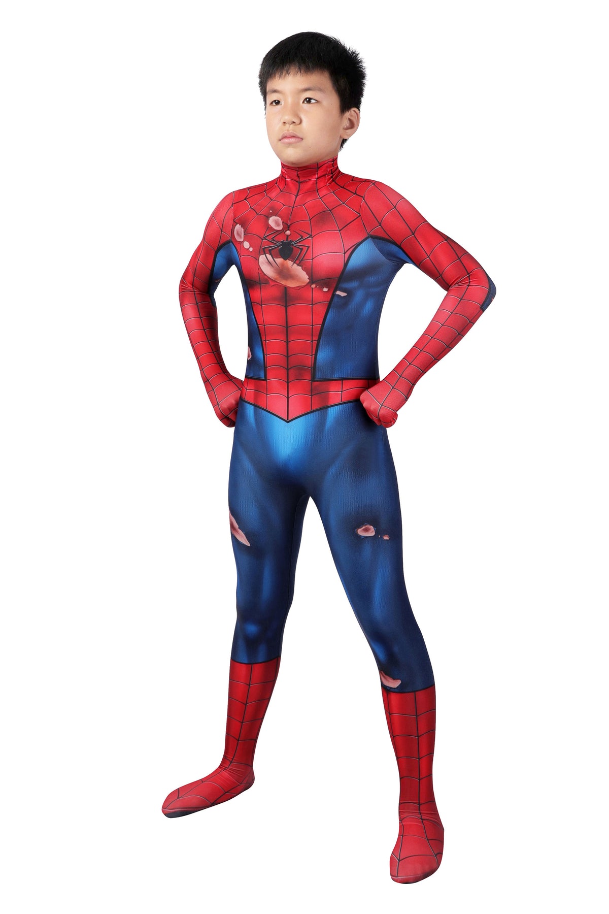 Spider-Man PS5 Classic Damaged Cosplay Kostüm für Kinder | Marvel Outfit