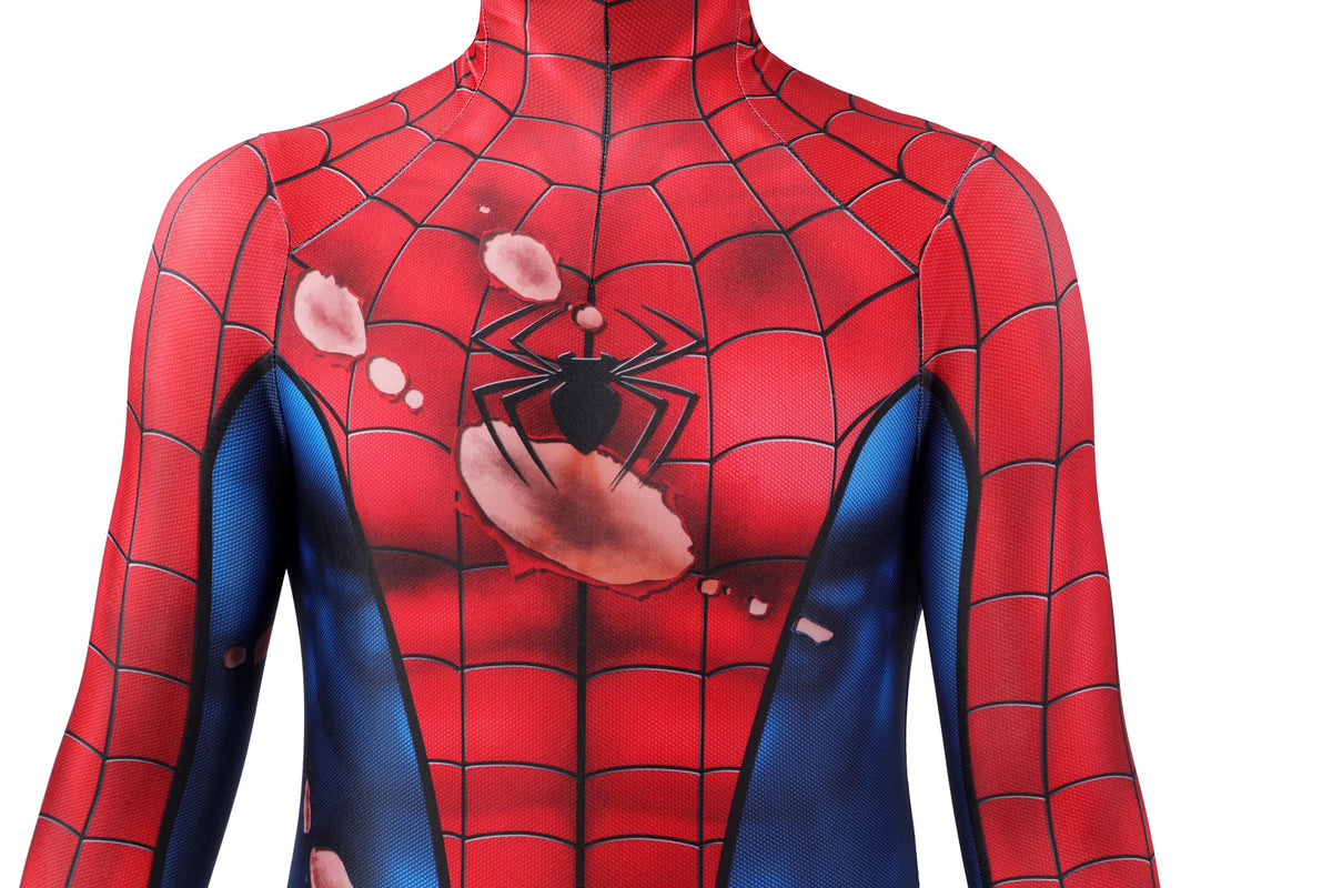Spider-Man PS5 Classic Damaged Cosplay Kostüm für Kinder | Marvel Outfit