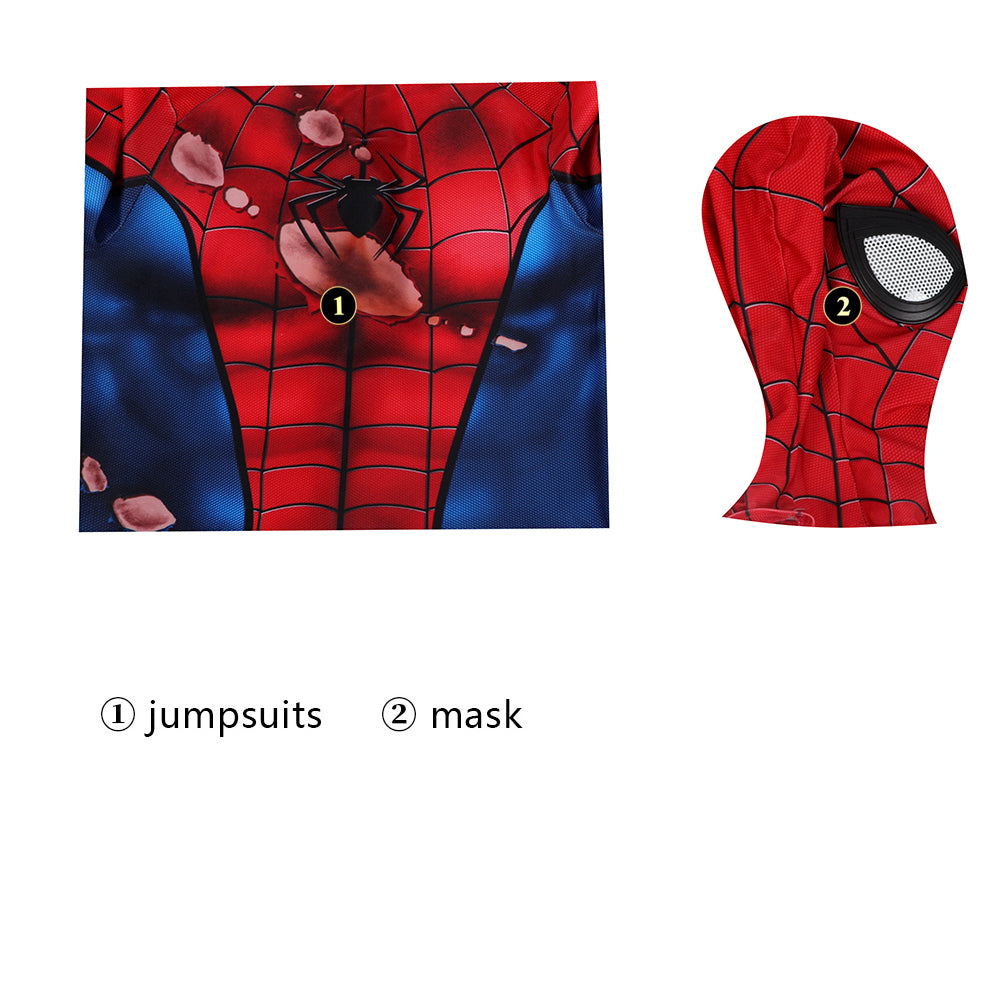 Spider-Man PS5 Classic Damaged Cosplay Kostüm für Kinder | Marvel Outfit