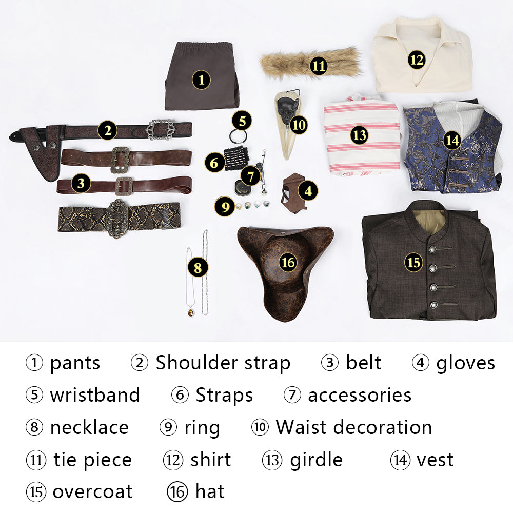 Pirates of the Caribbean Jack Sparrow Cosplay Costume | Pirate Outfit