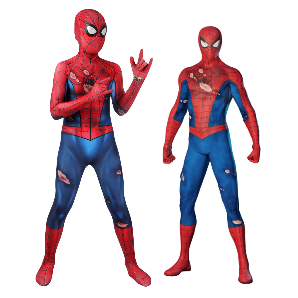 Spider-Man PS5 Classic Damaged Cosplay Kostüm für Kinder | Marvel Outfit