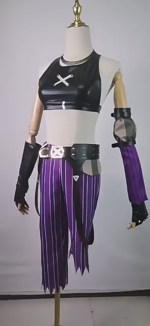 League of Legends Arcane Jinx Purple Cosplay Costume – Gaming Outfit – video 12 of 12