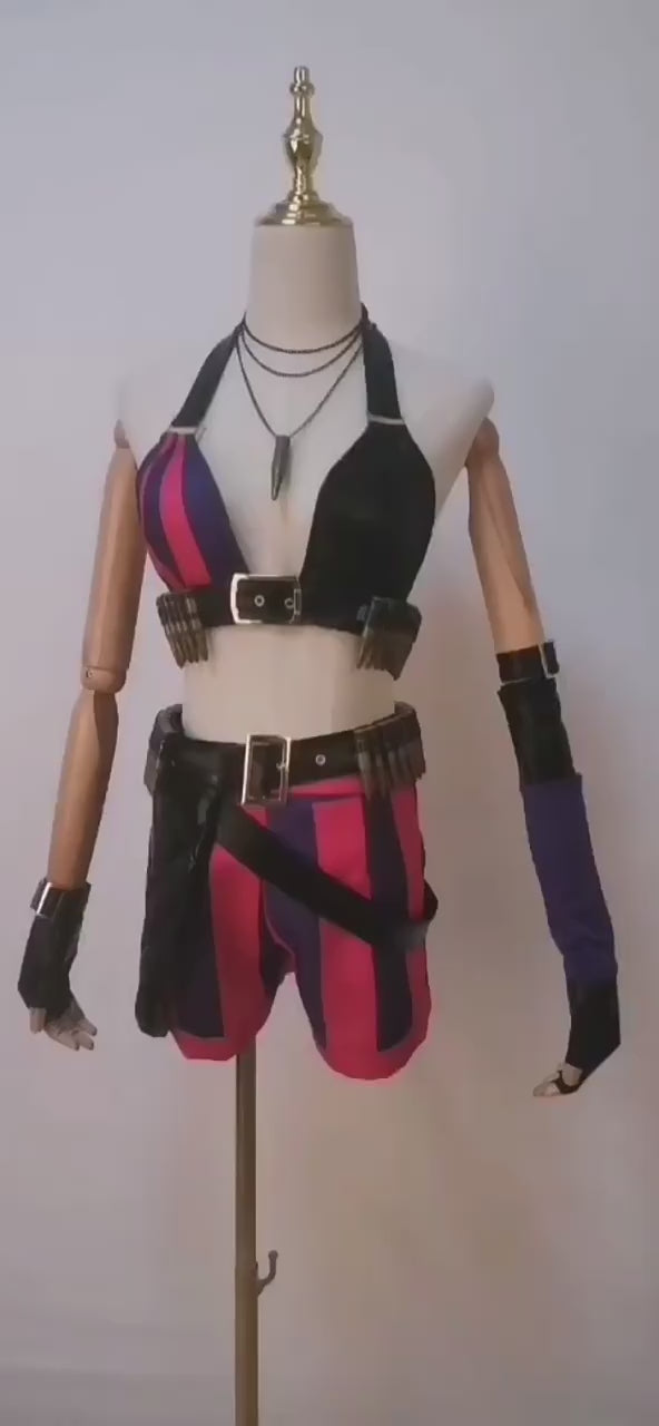 League of Legends Arcane Jinx Red Cosplay Costume – Gaming Outfit – video 11 of 11