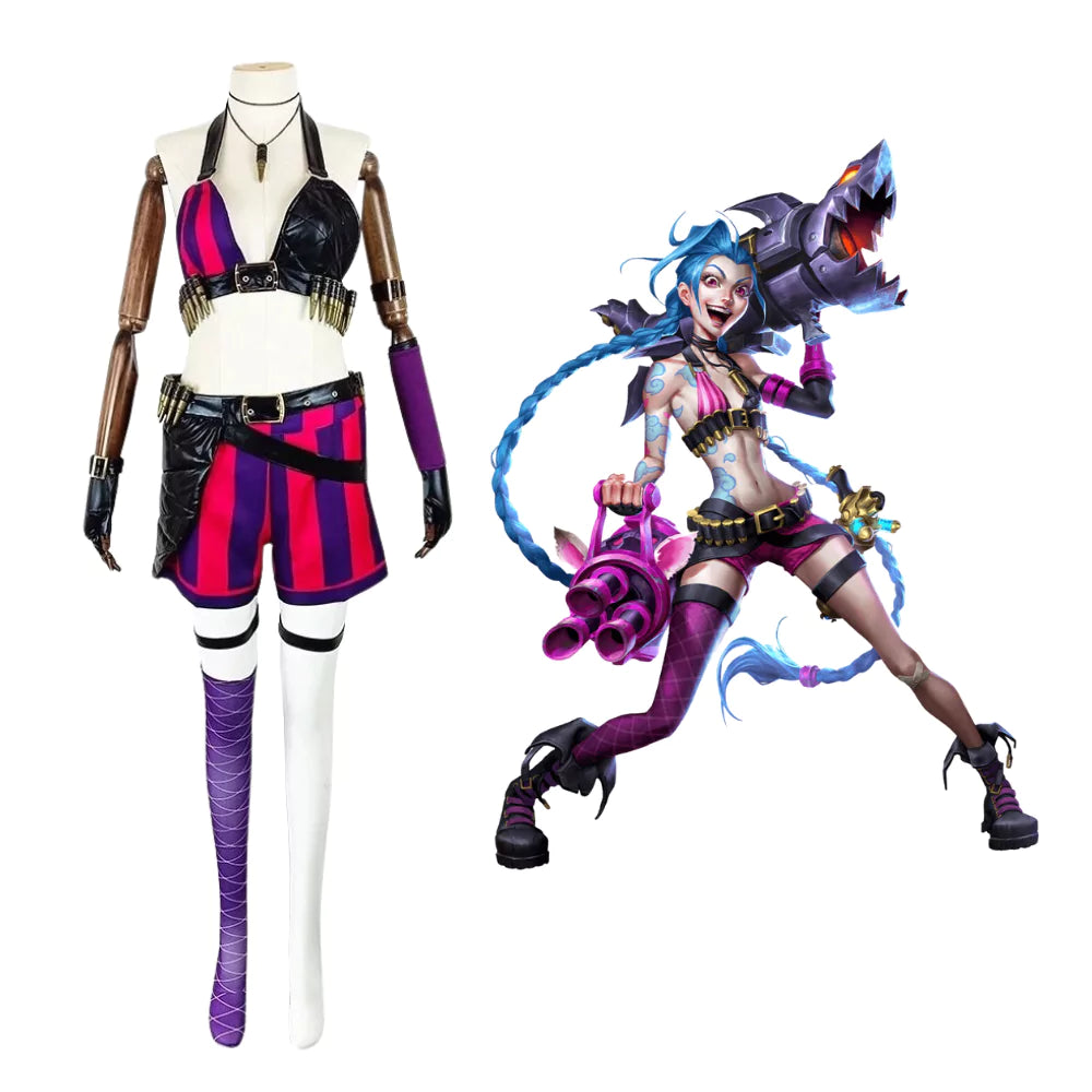 League of Legends Arcane Jinx Red Cosplay Costume – Gaming Outfit – Ace Cosplay